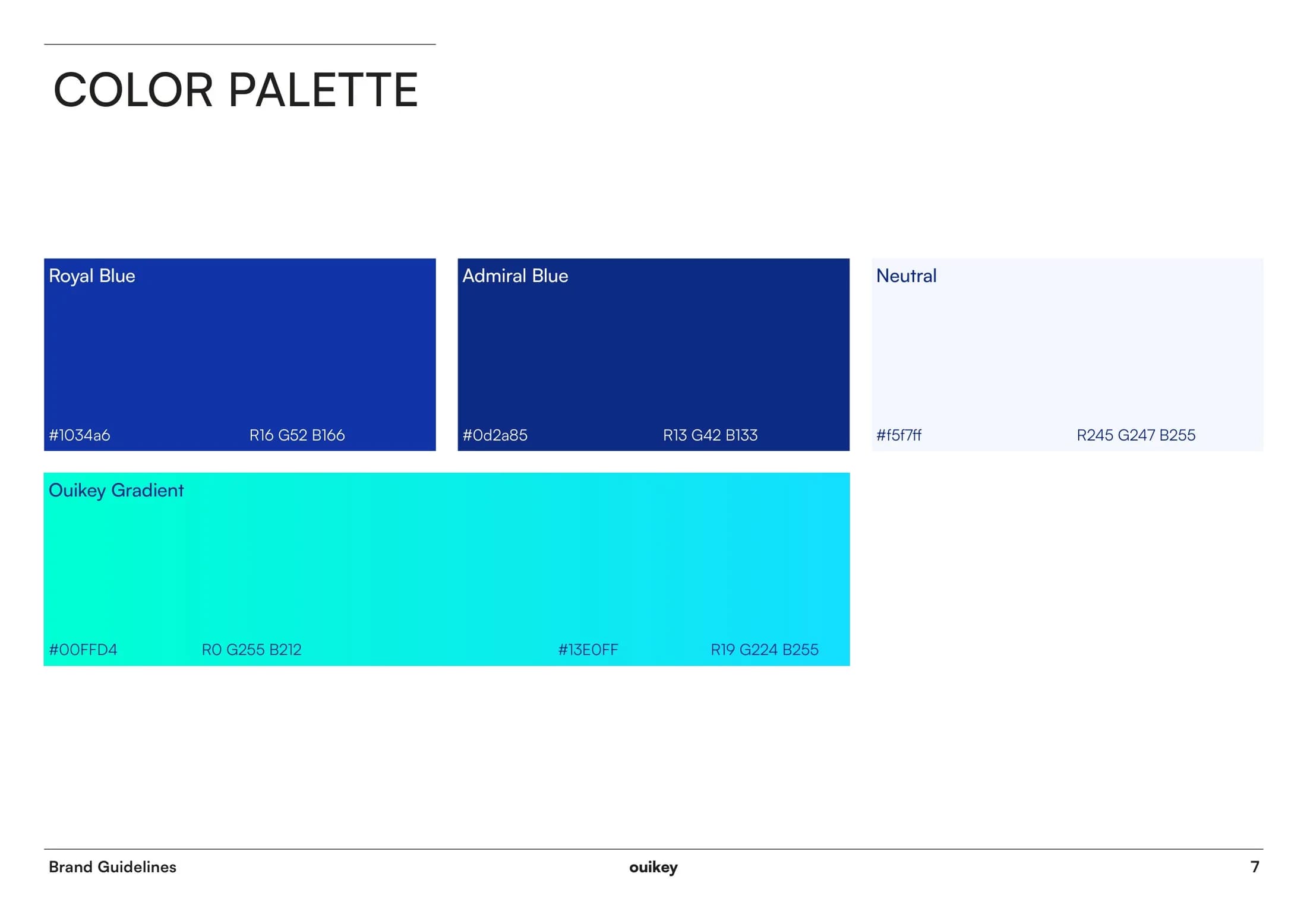 Ouikey — Brand guidelines: colour palette